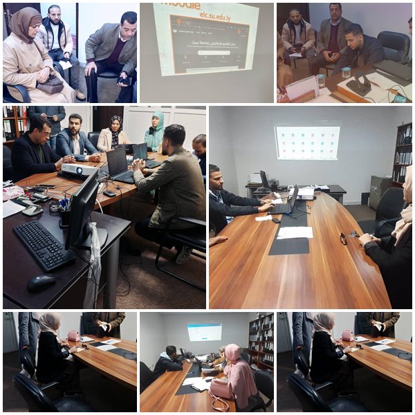 دورة تدريبية لأعضاء هيئة التدريس والمعيدين بالكلية حول آلية عمل منصة التعليم الالكتروني ( MOODLE )